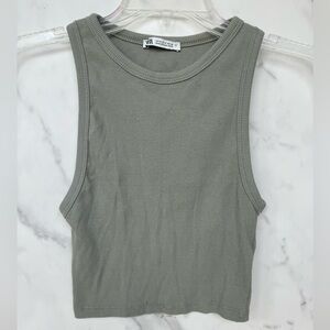 Zara Khaki Green Crop Top